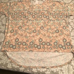 Lularoe gorgeous tan and aqua blue tunic super soft fabric